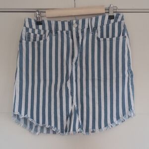William Rast Blue and White Striped Jean Skirt